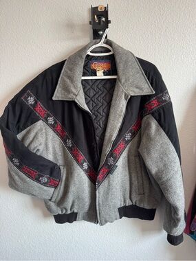 Cripple Creek Women's Grey Bomber Jacket with Black & Red Accents